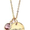 Round name necklace with stone