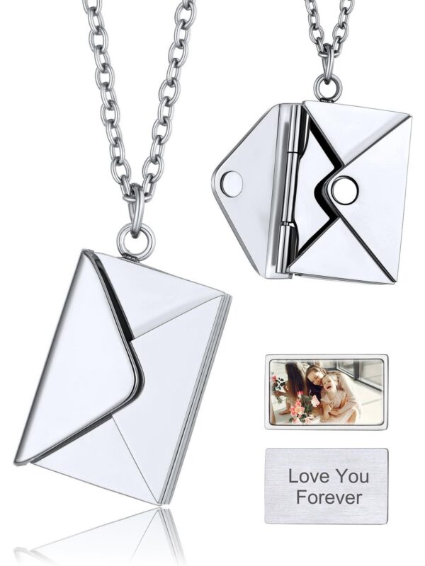 Silver envelope necklace